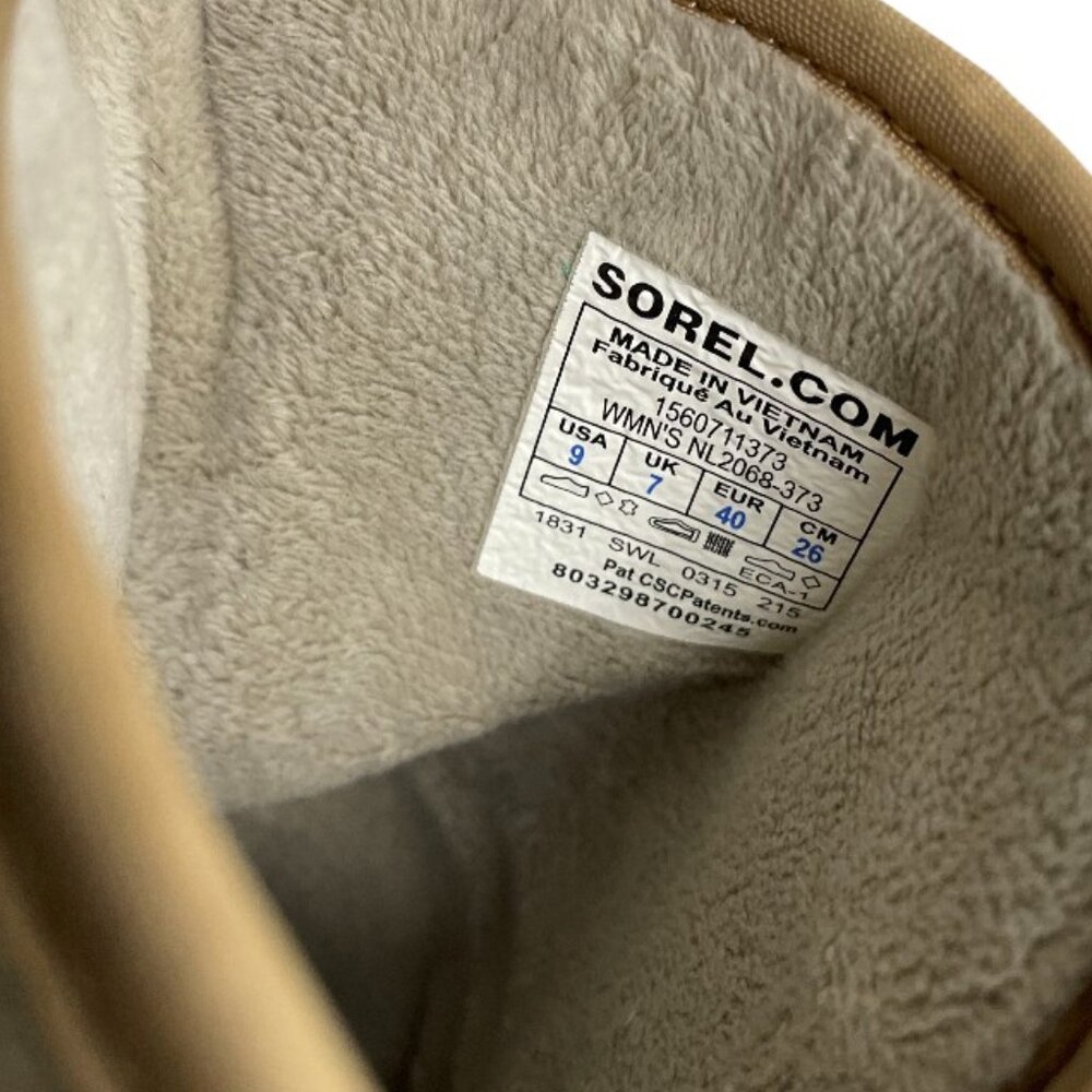 Sorel Campus Beige Tan Suede Leather Insulated Winter Boots NL2068-373 Women's 9 - Picture 9 of 14
